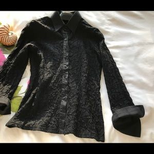 Anne Fontaine Nerimene black crinkle stretch shirt